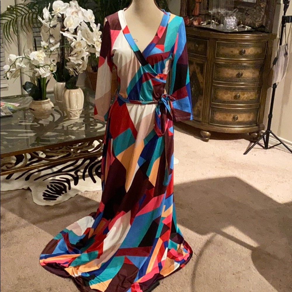 Color Block Print Dress #195